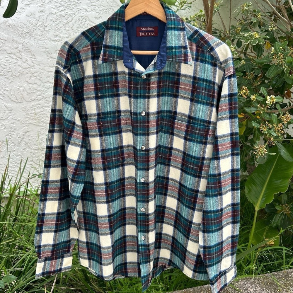 Vintage 90s Savile Row Traditions Plaid Flannel Shirt Men’s M Acrylic